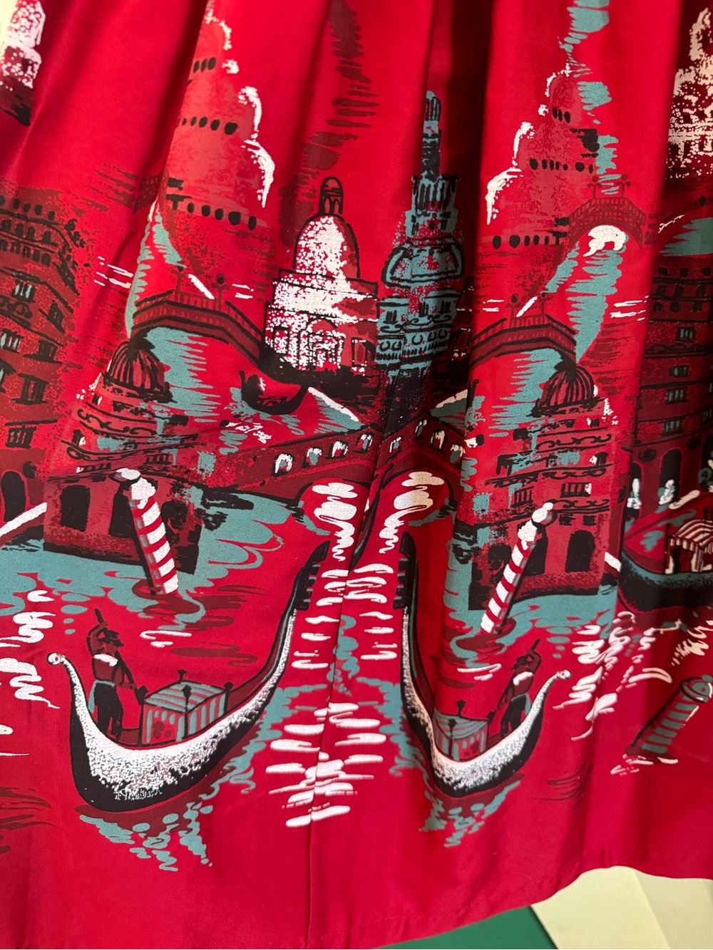 Pinup Couture Red & Black Vintage-Inspired Printed Swing Dress - Picture 3 of 6